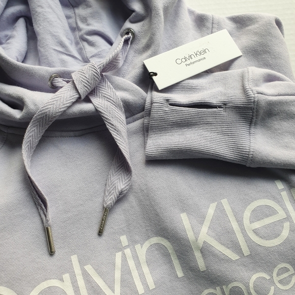 Calvin Klein Performance Logo Fleece Hoodie w/ Thumbholes Black  M & Violet Lg - Picture 7 of 16